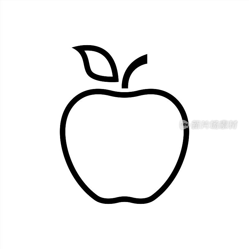 美味的苹果线艺术图标应用程序和网站。矢量10 eps。